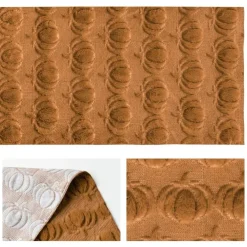 Caramel Soft Plush Faux Fur Jacquard Pumpkins Fall Table Runner, Seasonal Autumn Kitchen Dining Table Decoration for Home Party Decor 13x72 Inch