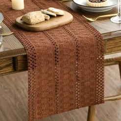 Caramel Woven Farmhouse Fall Table Runner 12x72 Inch