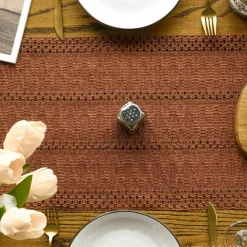 Caramel Woven Farmhouse Fall Table Runner 12x72 Inch