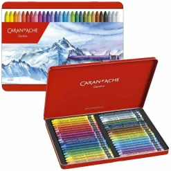 Caran d'Ache Neocolor II Aquarelle Water-Soluble Wax Pastel Tin Set of 40, Multicolor