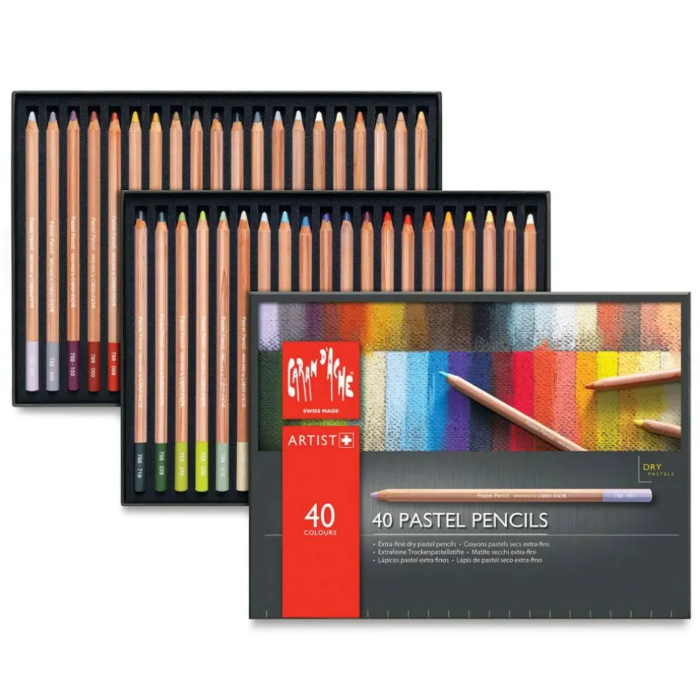 Caran d'Ache Pastel Pencil Set - Set of 40, Assorted Colors