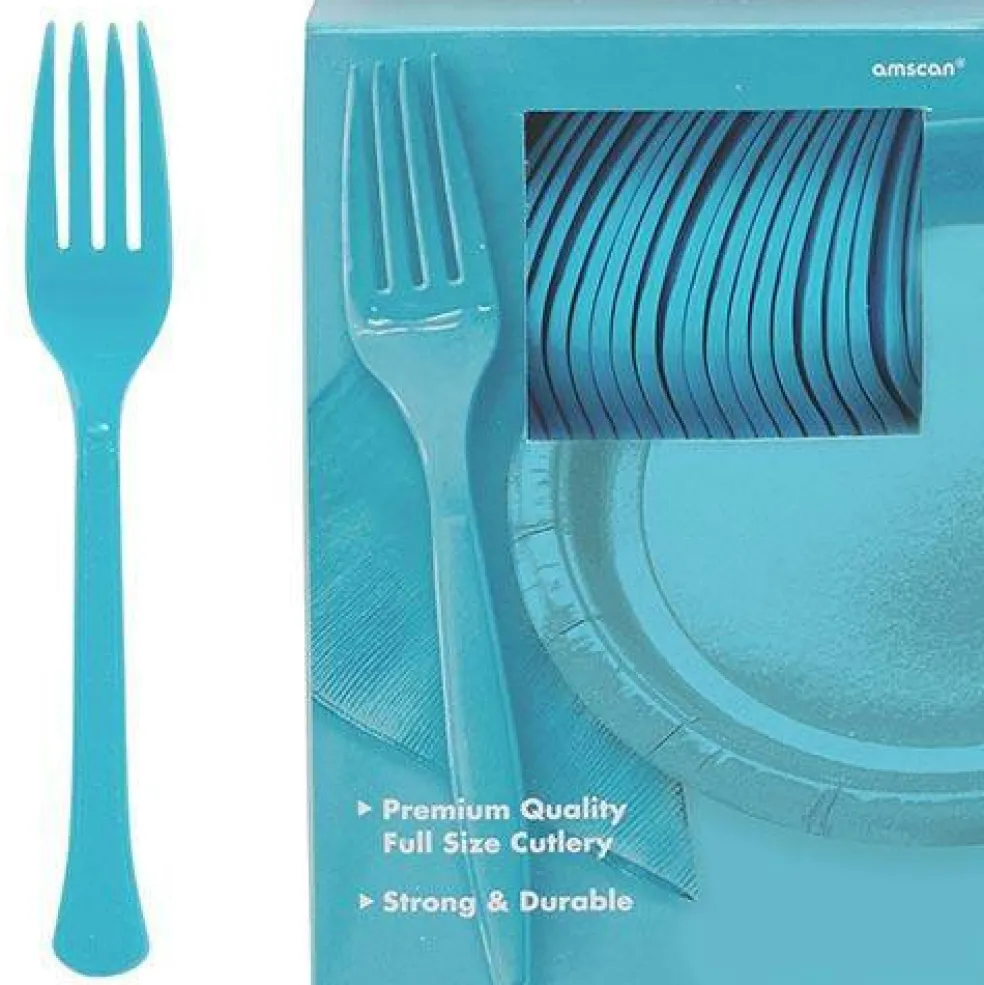 Caribbean Blue Plastic Forks - 50 Forks/Pack