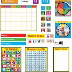 Carson Dellosa Circle Time Learning Center 214 pc Set, Calendar, Monthly Headers, Cover Ups, Weather, Colors, Shapes, Alphabet, Numbers Educational Posters, Bulletin Board, Homeschool, Classroom Decor