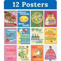 Carson Dellosa Fairy Tale Forest 12-Piece Motivational Poster Set, Colorful Illustrations, Powerful Visual Reminders for Homeschool and Classroom Decor