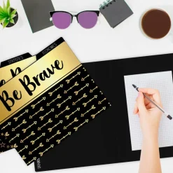 Carson Dellosa 6-Pack Positive Affirmation File Folders, Black and Gold Paper Organizers With Pockets for Filing Cabinet, Classroom Organization, Desk Accessories, Teacher Must Haves, Office Supplies