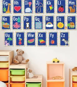 Carson Dellosa 26 pc Set of abc Bulletin Board Decorations, Alphabet Toddler Learning Posters, Letters With Sight Word Images for Sound Recognition, Preschool and Kindergarten Classroom and Wall Decor