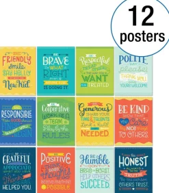 Carson Dellosa 12-Piece Positive Affirmations Posters, Motivational 8.5" x 11" Wall Decor, Growth Mindset Art Set for Bulletin Board, Classroom, Office Decorations, School Counselor Office Must Haves