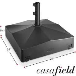 Casafield Patio Umbrella Base – Weighted Stand with Wheels for Outdoor / Lawn or Pool Deck Umbrellas
