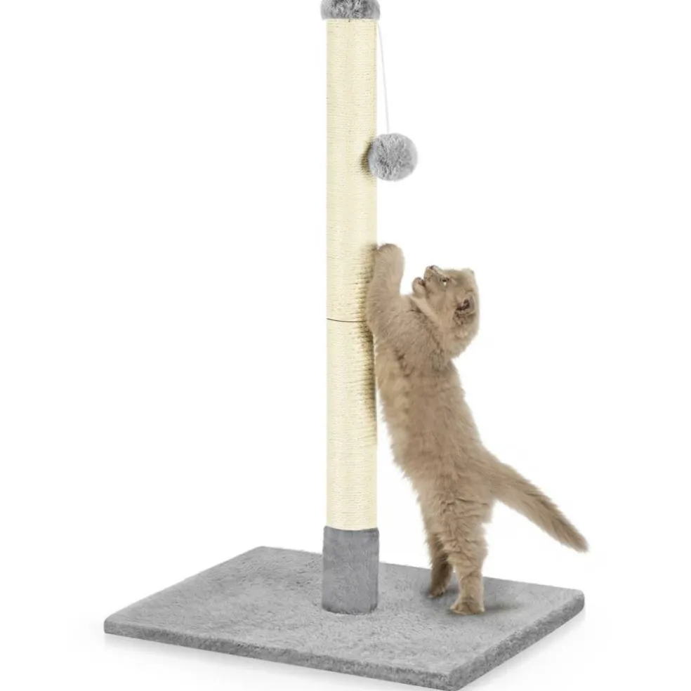 Cat Scratching Post Natural Sisal Pole with Hanging Ball Toy