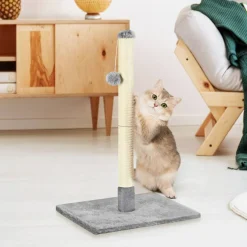 Cat Scratching Post Natural Sisal Pole with Hanging Ball Toy