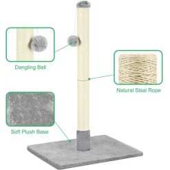 Cat Scratching Post Natural Sisal Pole with Hanging Ball Toy