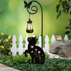 Cat Solar Lights Outdoor Garden Stake, Metal Black Cat Silhouette Yard Decor, Solar-Powered Animal Lawn Ornament for Garden, Patio, Pathway & Walkway, Unique Cat Lover Gift