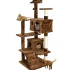 53" Cat Tree Activity Tower Pet Furniture Sisal-Covered Scratch Post Home Brown