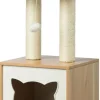 Cat Tree Play House Condo Cube Cave, Platform, Scratcher Post and Ball Toy