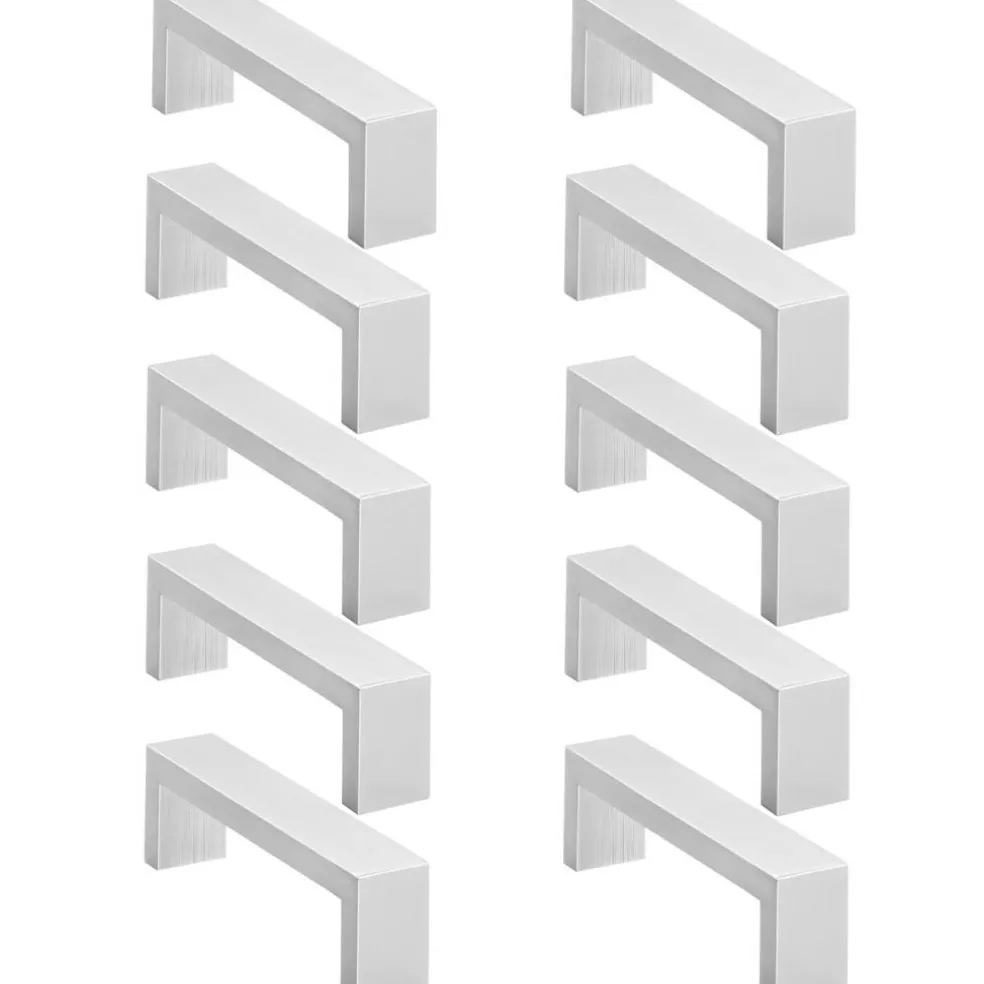 Cauldham Solid Stainless Steel Cabinet Hardware Square Handle Pull Brushed Satin Nickel