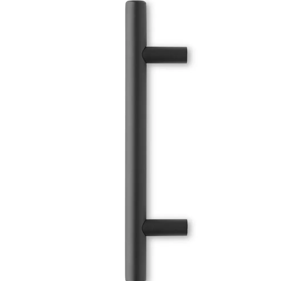 Cauldham Solid Stainless Steel Euro Cabinet Pull Matte Black (3-3/4" Hole Centers) - 10 Pack
