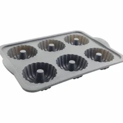 6-Cavity Metal Reinforced Silicone Mini Fluted Cake Pan by Makery®