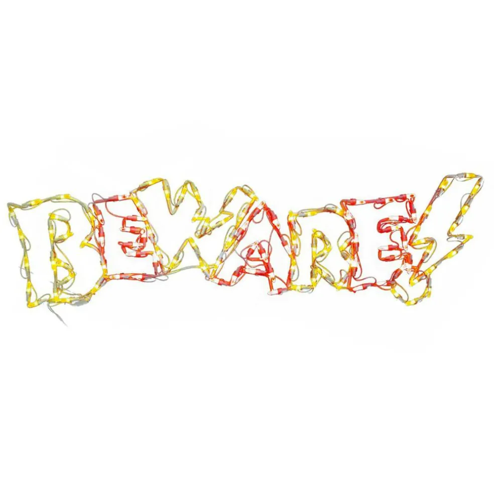 CC Christmas Decor LED Lighted Beware Sign Outdoor Halloween Decoration - 44"