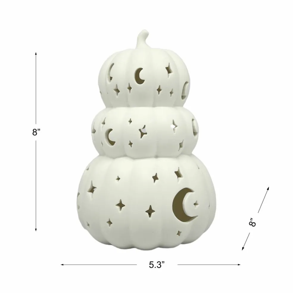 8" Celestial Pumpkin Stack DIY Ceramic LED Décor by Make Market®