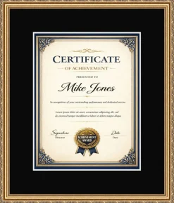 Certificate Frame 13.5x16 Museum Bronze Hardwood With Black Mat - Fits 8.5x11 Diplomas and Awards