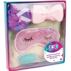 3C4G: Rainbow Shower Set - 5 Piece Set, Make It Real, Teens Tweens & Girls, Self-Care Set, Home Spa Experience, Includes: Loofah, Mask, Brush, Headband, & Towel Wrap, Three Cheers For Girls, Kids Ages 6+