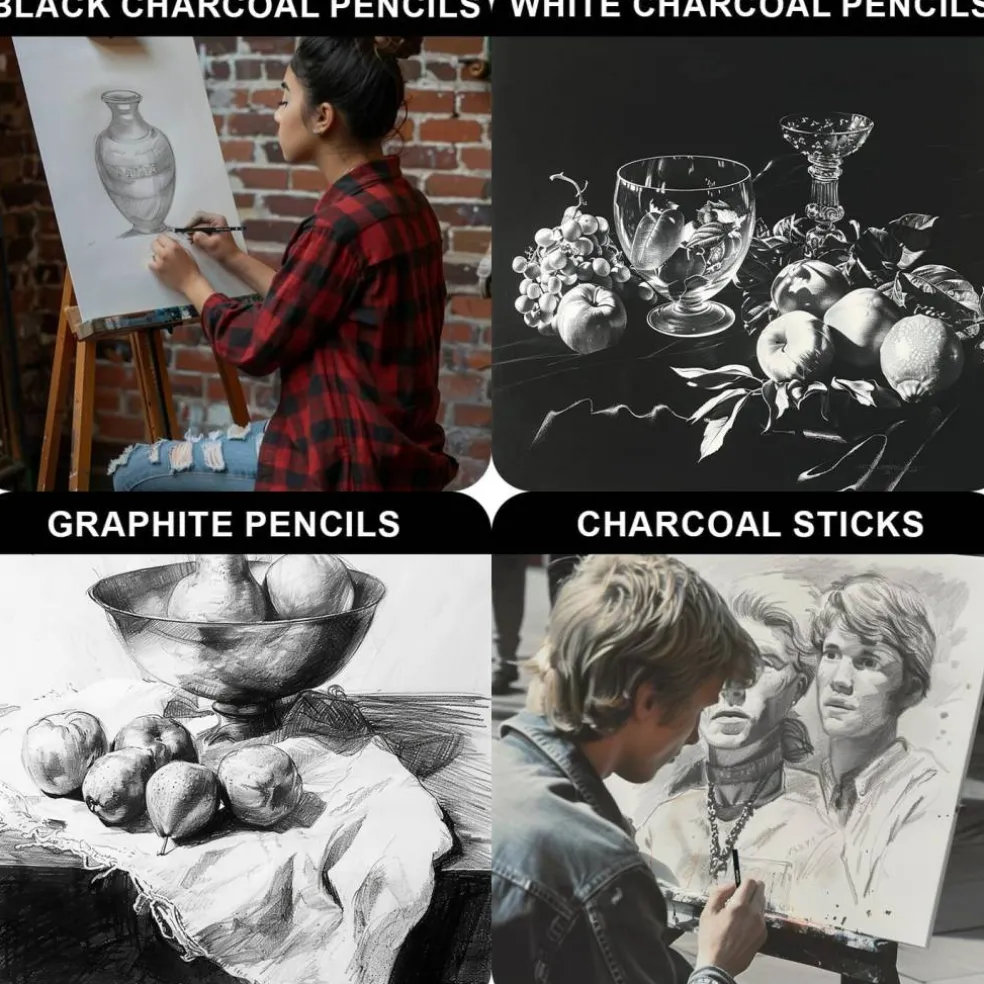 Charcoal Pencils for Drawing, Set of 22