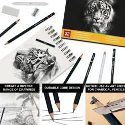 Charcoal Pencils for Drawing, Set of 22