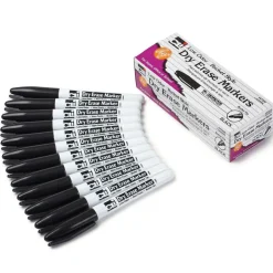 Charles Leonard Black Bullet Tip Dry Erase Markers, 3 Packs of 12