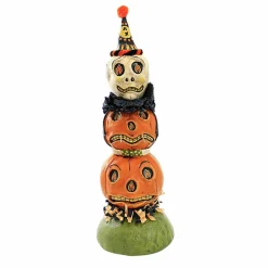 Charles Mcclenning 11.5 Inch Halloween Totem Halloween Figurine , Lightweight Halloween Decor Skull Crepe Paper