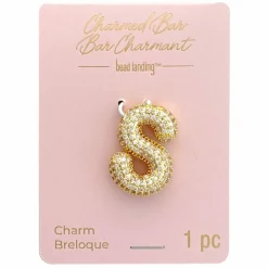 Charmed Bar Crystal-Studded Gold Letter Charm by Bead Landing™