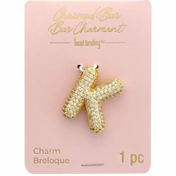 Charmed Bar Crystal-Studded Gold Letter Charm by Bead Landing™