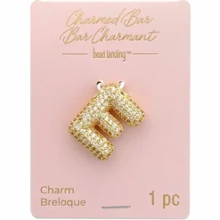 Charmed Bar Crystal-Studded Gold Letter Charm by Bead Landing™