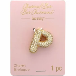 Charmed Bar Crystal-Studded Gold Letter Charm by Bead Landing™