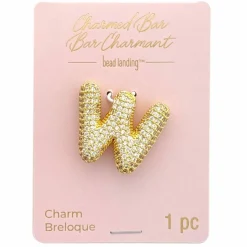 Charmed Bar Crystal-Studded Gold Letter Charm by Bead Landing™