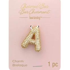 Charmed Bar Crystal-Studded Gold Letter Charm by Bead Landing™