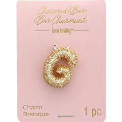 Charmed Bar Crystal-Studded Gold Letter Charm by Bead Landing™