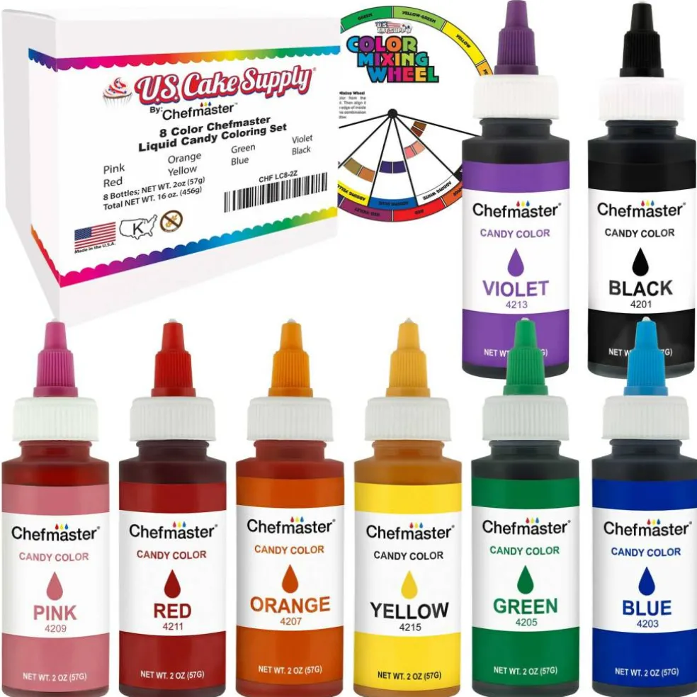 Chefmaster 2-Ounce Liquid Candy Color 8 Color Kit