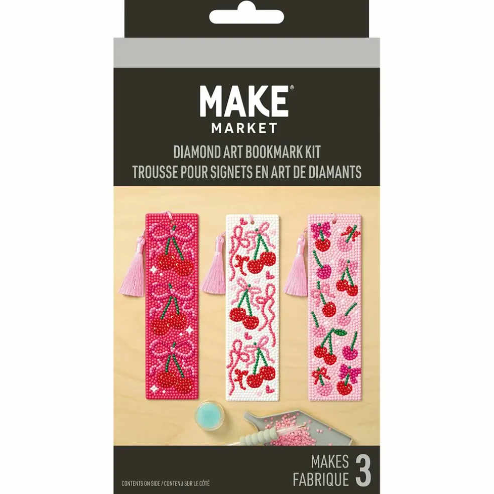 Cherries 3-Piece Diamond Art Bookmark Kit by Make Market®