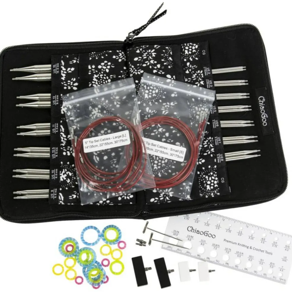 ChiaoGoo 5" Complete Twist Red Lace IC Knitting Needle Set