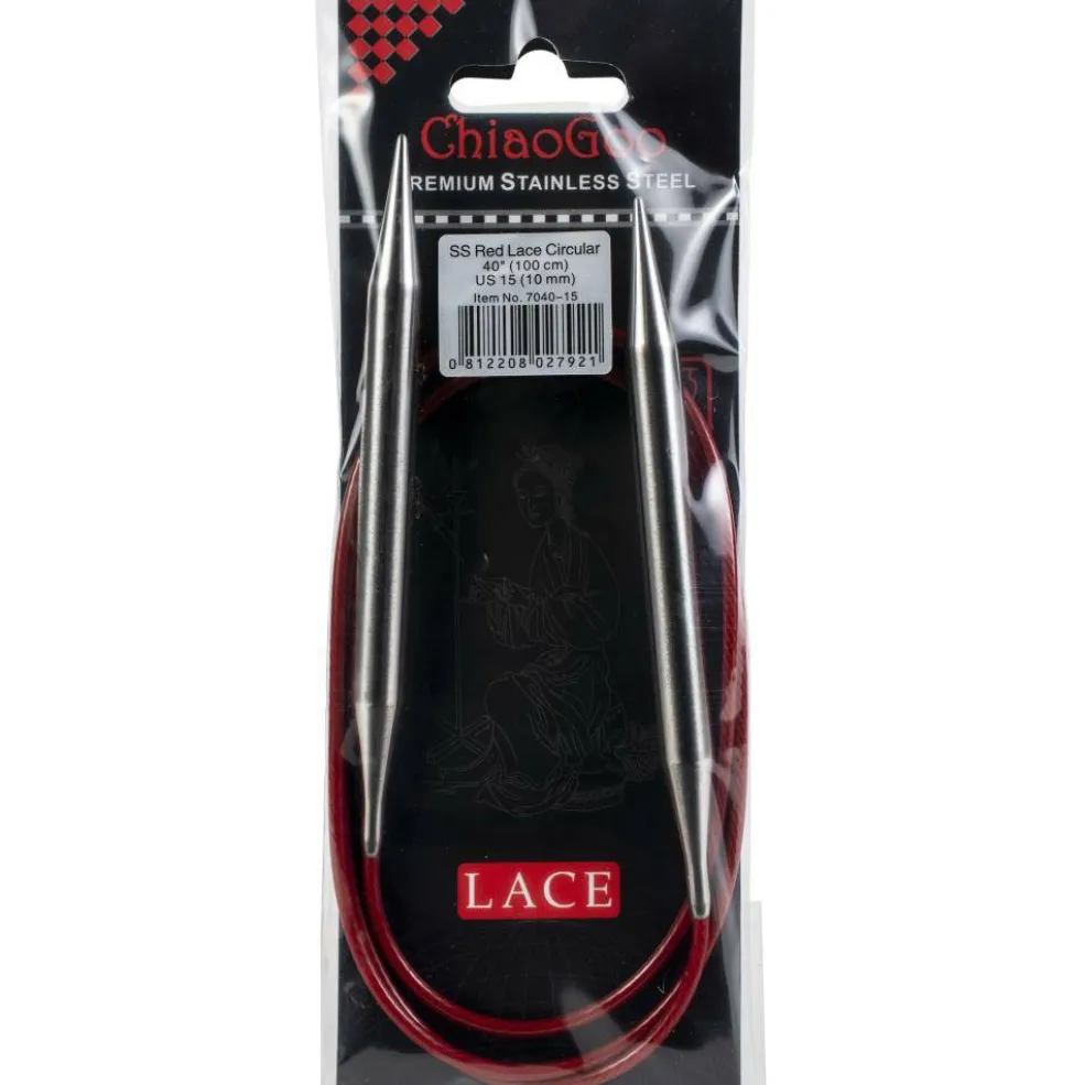 ChiaoGoo Red Lace 40" Stainless Circular Knitting Needles - Sizes US 0/2mm to 17 / 12.75mm