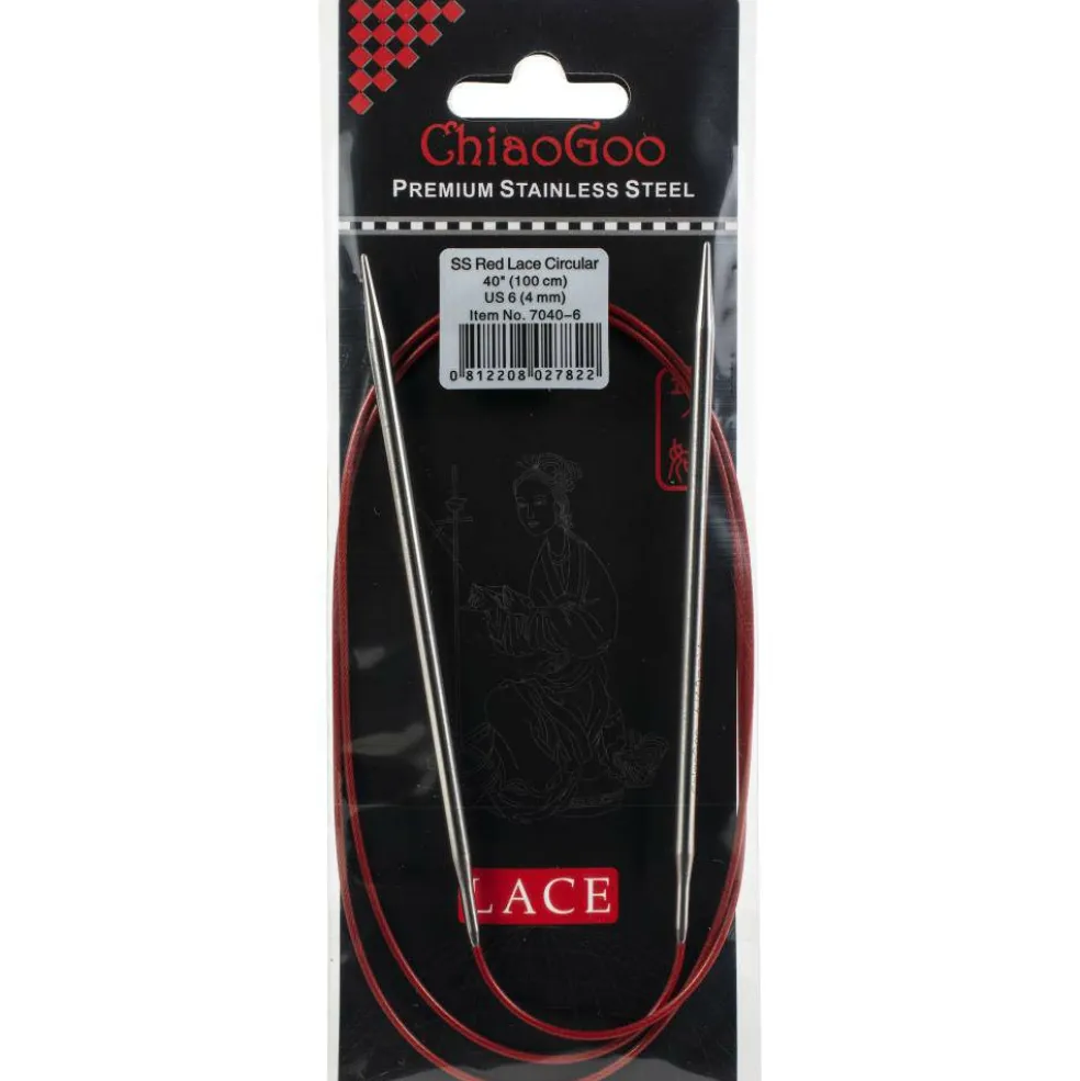 ChiaoGoo Red Lace 40" Stainless Circular Knitting Needles - Sizes US 0/2mm to 17 / 12.75mm