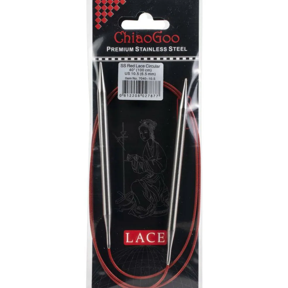 ChiaoGoo Red Lace 40" Stainless Circular Knitting Needles - Sizes US 0/2mm to 17 / 12.75mm