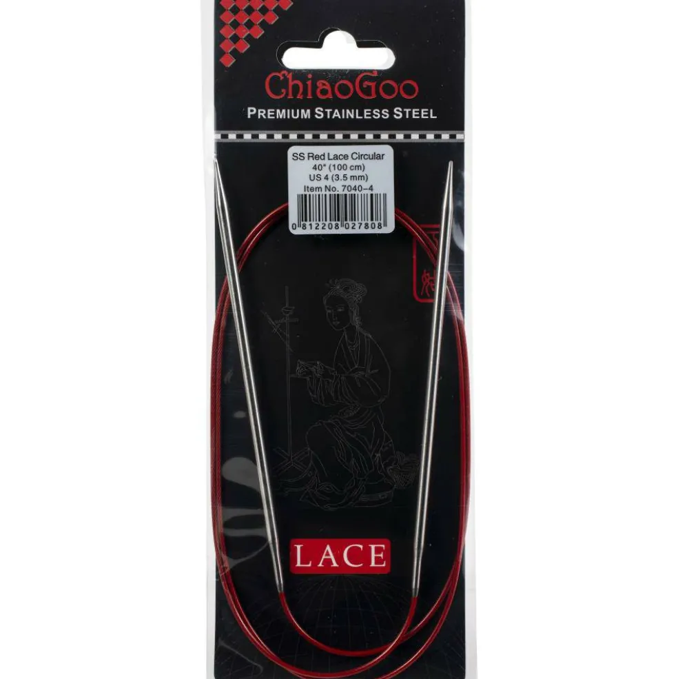 ChiaoGoo Red Lace 40" Stainless Circular Knitting Needles - Sizes US 0/2mm to 17 / 12.75mm