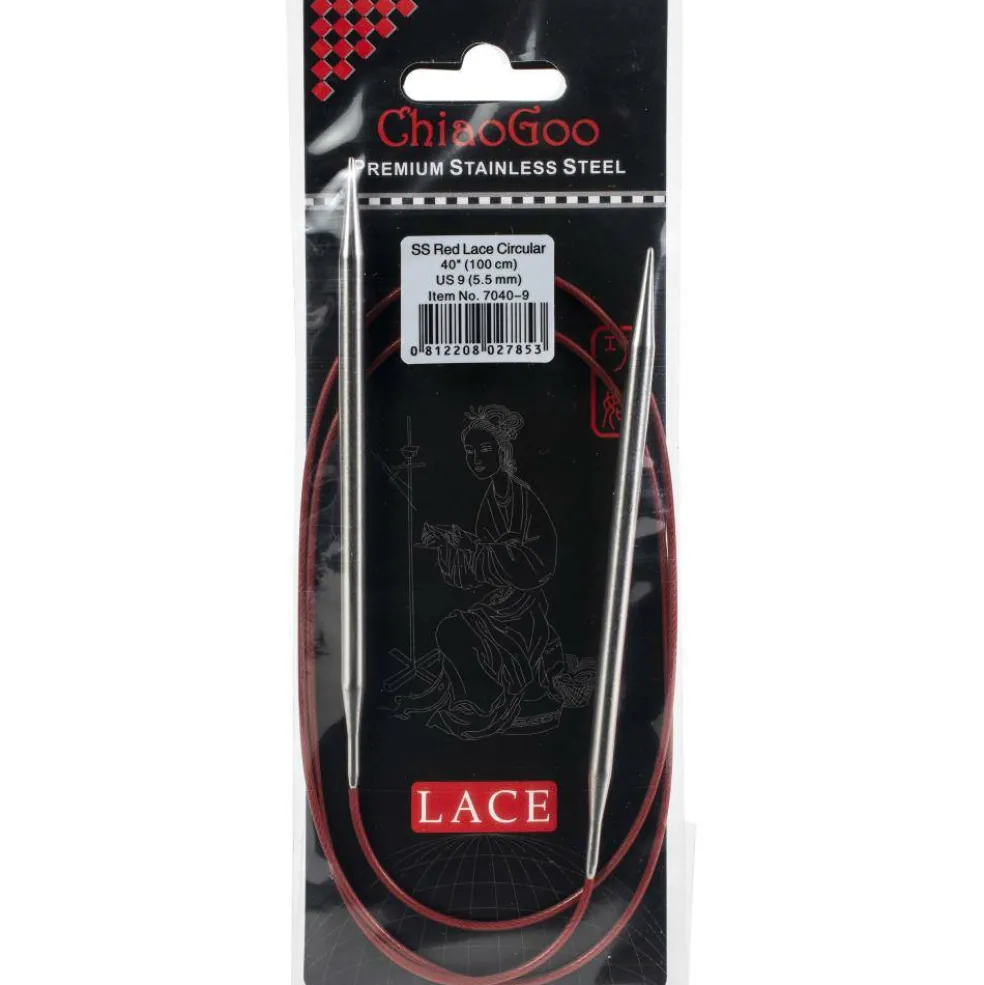ChiaoGoo Red Lace 40" Stainless Circular Knitting Needles - Sizes US 0/2mm to 17 / 12.75mm