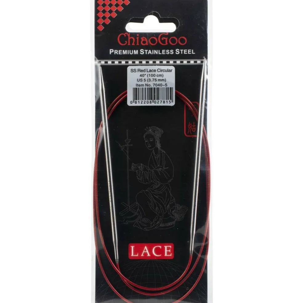 ChiaoGoo Red Lace 40" Stainless Circular Knitting Needles - Sizes US 0/2mm to 17 / 12.75mm