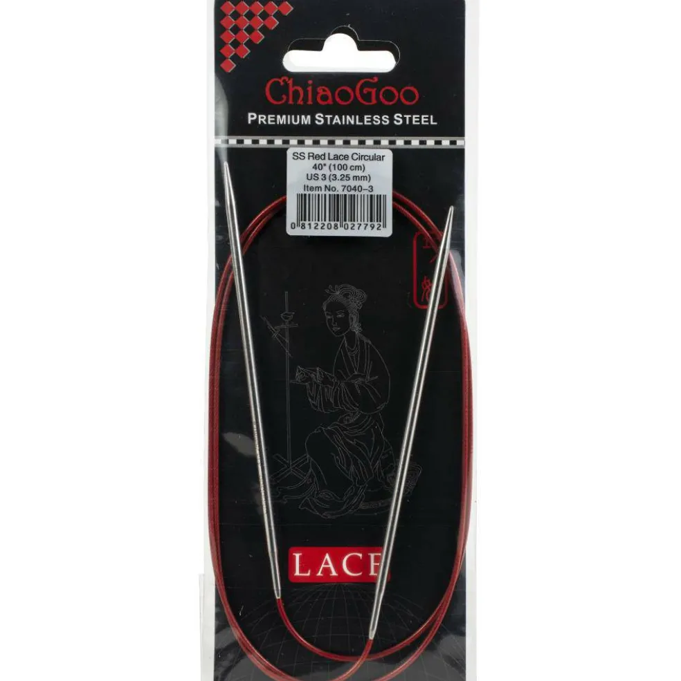 ChiaoGoo Red Lace 40" Stainless Circular Knitting Needles - Sizes US 0/2mm to 17 / 12.75mm