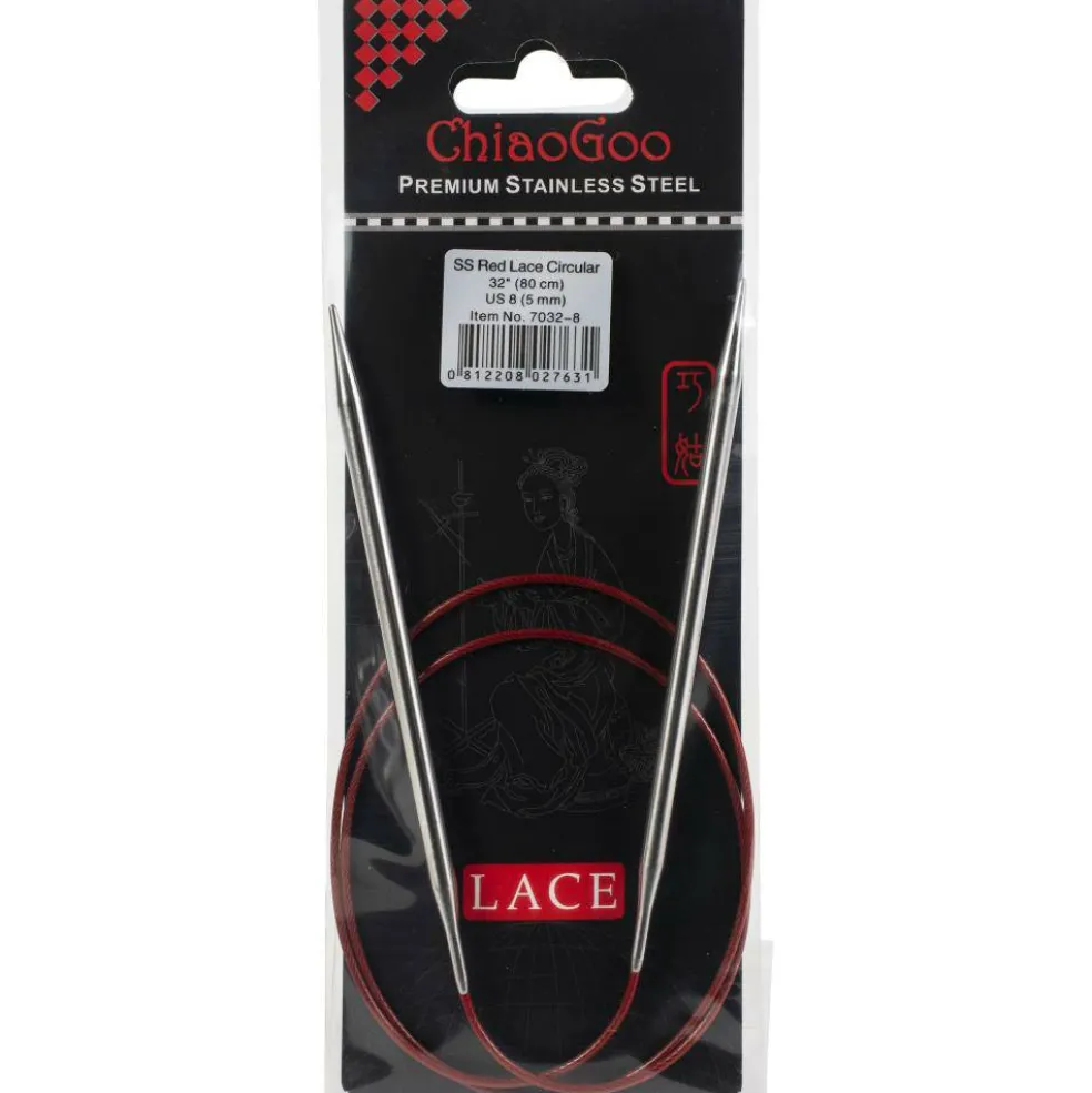 ChiaoGoo Red Lace 32" Stainless Circular Knitting Needles - Sizes US 0/2mm to 19 / 15mm