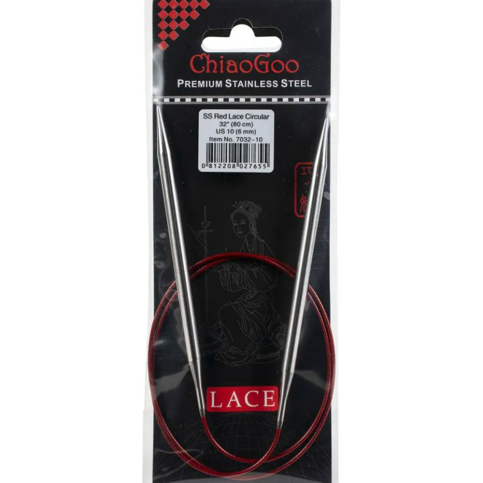ChiaoGoo Red Lace 32" Stainless Circular Knitting Needles - Sizes US 0/2mm to 19 / 15mm