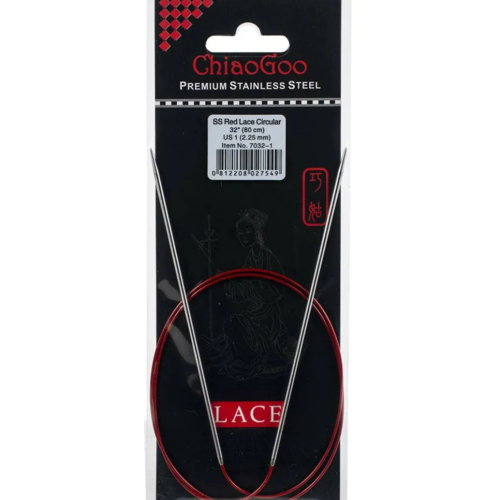 ChiaoGoo Red Lace 32" Stainless Circular Knitting Needles - Sizes US 0/2mm to 19 / 15mm