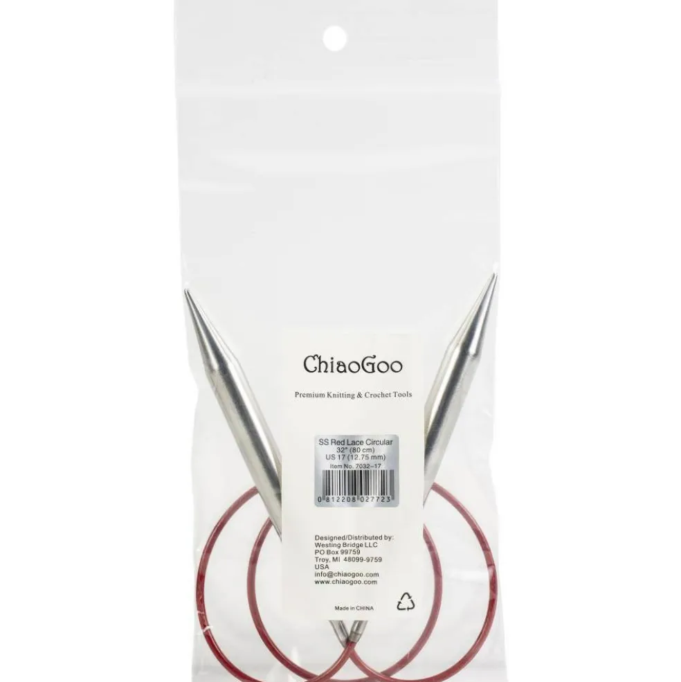 ChiaoGoo Red Lace 32" Stainless Circular Knitting Needles - Sizes US 0/2mm to 19 / 15mm